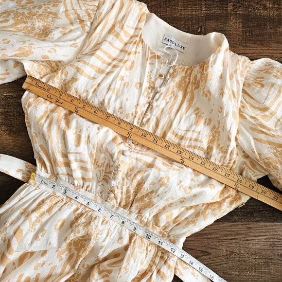NWT! Sabo Luxe Aura Linen Above Elbow Sleeve Bubble Tulip Mini Dress, S - Picture 8 of 14